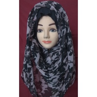 Mariam hijab - Black Flower Print 